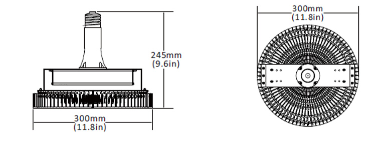 120 watt led high bay lights dimension