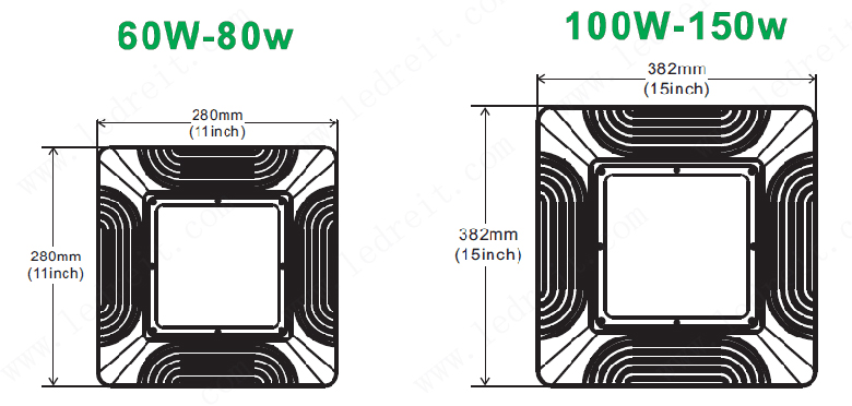 120w gas station led lights dimension