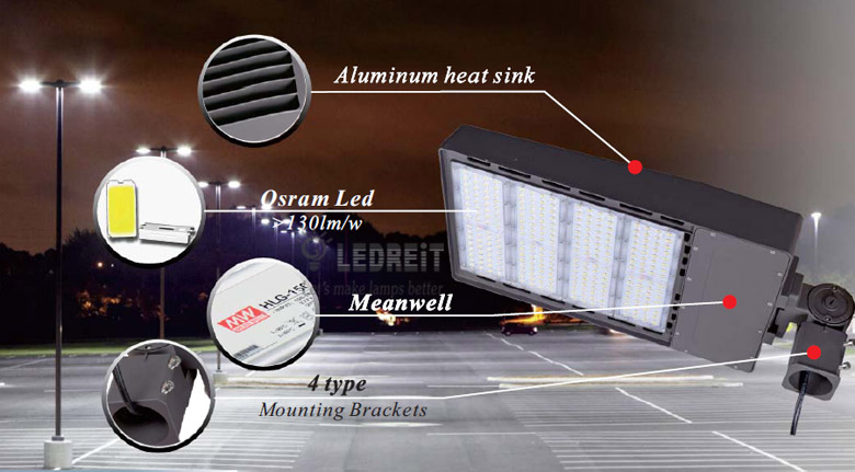 100w shoebox fixture feature